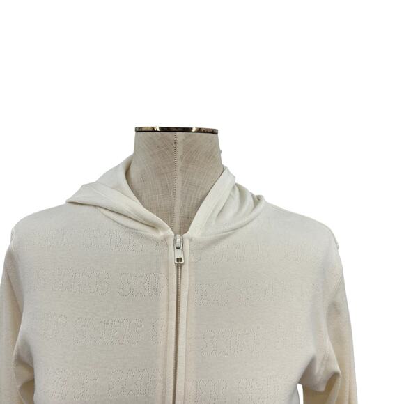 Skims Logo Pointelle Zip Up Hoodie Ivory Cream Size Small - Picture 5 of 14